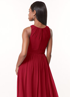 Azazie Harper Bridesmaid Dresses Scarlet A-Line Pleated Chiffon Dress image4