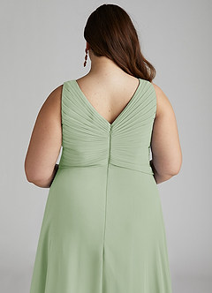 Azazie Flora Bridesmaid Dresses Dusty Sage A-Line Pleated Chiffon Dress image14