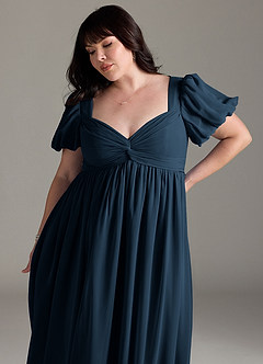Azazie Madisynn Maternity Bridesmaid Dresses Bow Chiffon Floor-Length Dress image9