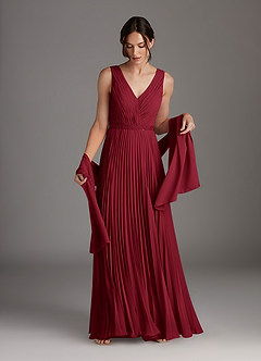 Azazie Kris Mother of the Bride Dresses Burgundy A-Line Sequins Chiffon Dress image2