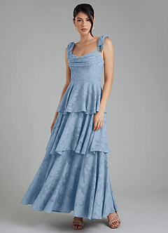 Azazie Jude Bridesmaid Dresses Powder Blue A-Line Sweetheart Neckline Floral Burnout Dress image6