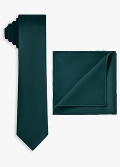 front Stretch Satin Skinny Tie and Pocket Square Set