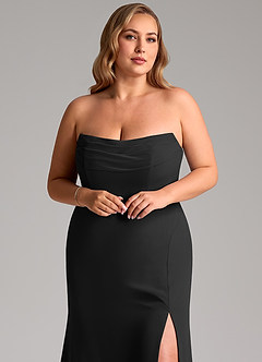 Azazie Saige At-home Try On Dresses Black A-Line Off the Shoulder Chiffon Convertible Dress image11