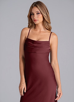 Azazie Seema Bridesmaid Dresses Cabernet Mermaid Corset Stretch Satin Dress image2