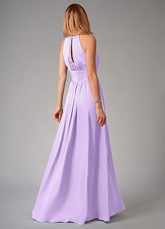Azazie Bonnie Robes de demoiselle d'honneur Robe Trapèze en Satin extensible Plissée Lilas image2