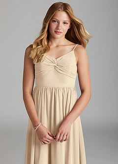 Azazie Zeya Junior Champagne A-Line Chiffon Dress image6