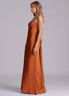 Azazie Ailanie Brudtärnklänningar Klä av Tubklänning i Stretch Satin Axelbandslös Kanel image6