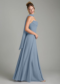 Azazie Gabriela Robes de demoiselle d'honneur Robe Trapèze en Mousseline de soie Corset Bleu Poussiéreux image3