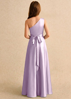 Azazie Puddles Girls Formal Flower Girl Klänningar Klä A-Line i Stretch Satin Ena axeln image2