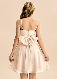 Azazie Bear Junior White Alabaster A-Line Pleated Chiffon Dress image2