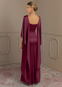 Azazie Eli Mother of the Bride Dresses Mulberry Sheath Boatneck Stretch Satin Dress image2
