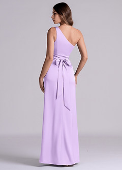 Azazie Philana Bridesmaid Dresses Lilac A-Line One Shoulder Stretch Satin Dress image5