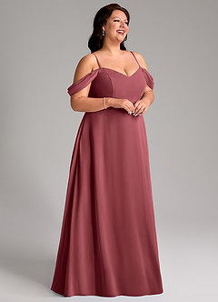 Azazie Marley Bridesmaid Dresses Merlot A-Line Off the Shoulder Chiffon Convertible Dress image15