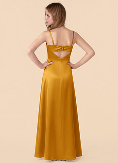 Azazie Renna Junior Robe Sirène en Satin extensible Plissée Caramel écossais image2