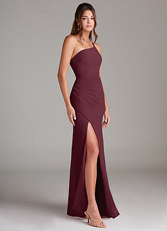 Azazie Eren Bridesmaid Dresses Cabernet Sheath One Shoulder Chiffon Dress image4