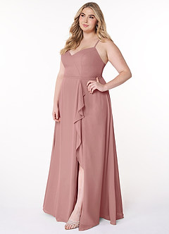 Azazie Naeem Bridesmaid Dresses Dusty Rose A-Line V-Neck Ruffle Chiffon Dress image10