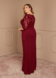 Azazie Alisondra Mother of the Bride Dresses Burgundy Sheath Scoop Lace Lace Dress image10