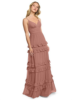 Azazie Rachel Brautjungfernkleider A-Linie Chiffon Kleid Zedernrose image3