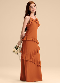 Azazie Evara Junior Cinnamon A-Line Chiffon Dress image4