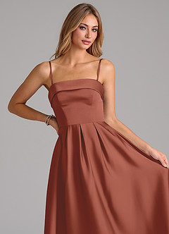 Azazie Lucienne Suknie dla druhen Linia A Pofałdowany Satyna elastyczna Długość kostki Sukienka image2