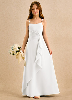 Azazie lolly Girls Formal Sukienki dla dziewczynek sypiących kwiaty Linia A Pofałdowany Szyfon Długość podłogi Sukienka image3