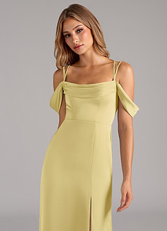 Azazie Callan Bridesmaid Dresses Lemon Sorbet A-Line Pleated Stretch Satin Convertible Dress image6