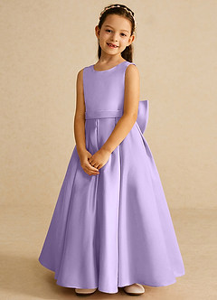 Azazie Pipsy Flower Girl Dresses Lilac A-Line Bow Matte Satin Dress image4