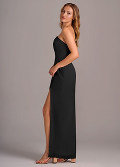 Azazie Tatianna Jurken voor bruidsmeisjes Jurk van Chiffon met Kolom One-Shoulder Zwart image5