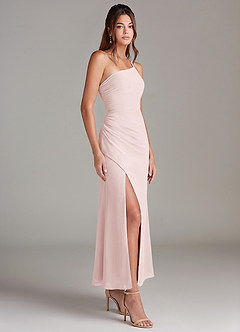 Azazie Eren Bridesmaid Dresses Blushing Pink Mermaid One Shoulder Chiffon Dress image4