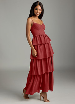 Azazie Kaiden Bridesmaid Dresses Rust A-Line Sweetheart Neckline Chiffon Dress image3