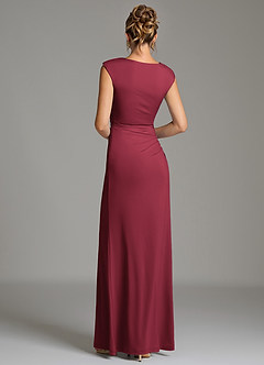 Azazie Chantal Robes de demoiselle d'honneur Robe Sirène en Jersey extensible de qualité supérieure Plissé Bourgogne image2