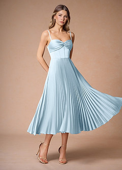 Léna Sky Blue Pleated Midi Dress image4