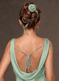 front Matching Color Satin Rose Hair Tie