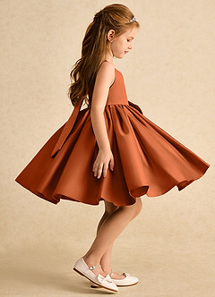 Azazie Jessie Flower Girl Dresses Burnt Orange A-Line Bow Matte Satin Dress image6