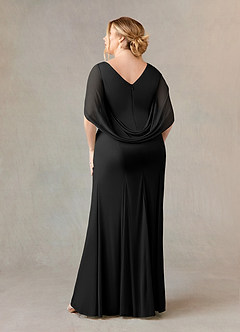 Azazie Belladonna Mother of the Bride Dresses Black Mermaid Scoop Pleated Mesh Dress image9