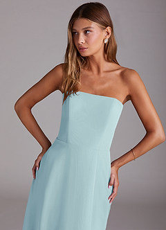 Azazie Wren Bridesmaid Dresses Sea Glass A-Line Strapless Chiffon Dress image5