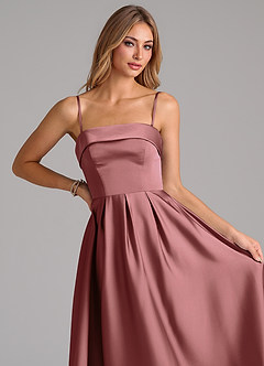 Azazie Lucienne Robes de demoiselle d'honneur Robe Trapèze Convertible en Satin extensible Sans bretelle Améthyste image2