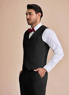 front William Black Comfort Blend Suit Vest