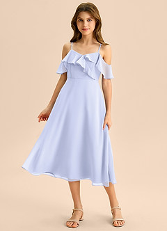 Azazie Kamilla Junior A-Linie Schulterfrei Chiffon Kleid Lavendel image1