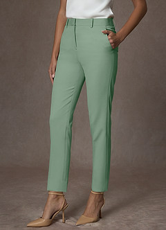 Whitney Matcha Structured Stretch Full Length Dress Pants