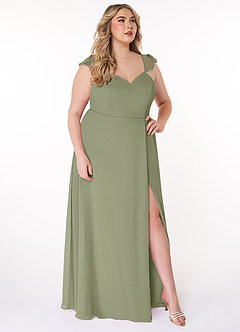 Azazie Everett Bridesmaid Dresses Pistachio A-Line V-neck Ruched Chiffon Dress image9
