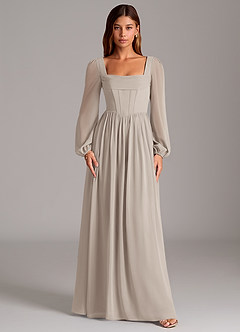 Azazie Maree Bridesmaid Dresses Frost A-Line Corset Chiffon Dress image5
