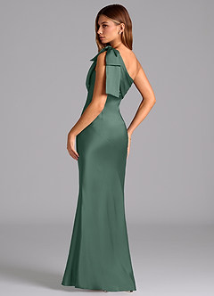 Azazie Yuanna Bridesmaid Dresses Eucalyptus Mermaid One Shoulder Stretch Satin Dress image6