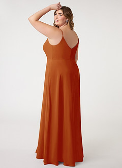 Azazie Daenerys Bridesmaid Dresses Paprika A-Line Cowl Chiffon Dress image11