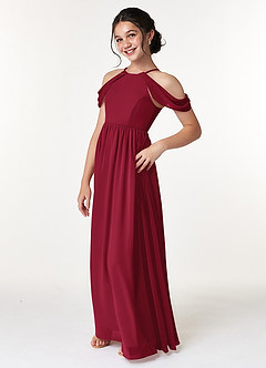 Azazie Seneca Junior Dusty Blue A-Line Off the Shoulder Chiffon Dress image4