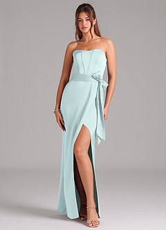 Azazie Jamie Bridesmaid Dresses Mist A-Line Strapless Stretch Satin Convertible Dress image1