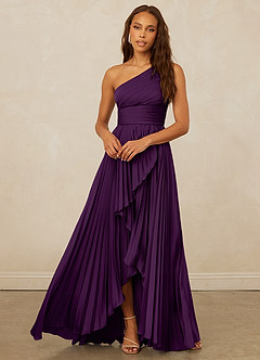 Christian Siriano Bridal for Azazie 1008 Bridesmaid Dresses Grape A-Line One Shoulder Stretch Satin Dress image5