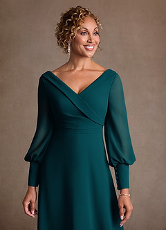 Azazie Paterson Suknie dla Matki Panny Młodej Linia A Pofałdowany Szyfon Długość kostki Sukienka image6