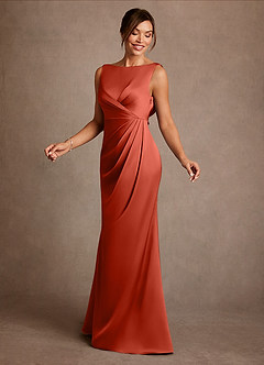 Azazie Baltimore vestidos de madre de la novia Vestido de Óxido de Satén Elástico de Corte en A con Plisado image3