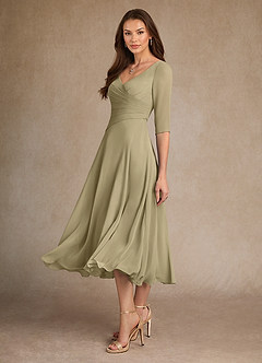 Azazie Durant Mother of the Bride Dresses Moss Green A-Line Pleated Chiffon Dress image1